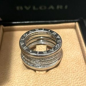 BVLGARI B.Zero1 18K White Gold 4-Band Diamond Ring. Size 52 /US 6